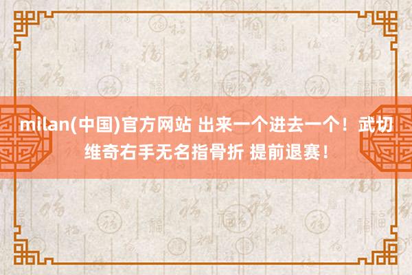 milan(中国)官方网站 出来一个进去一个！武切维奇右手无名指骨折 提前退赛！