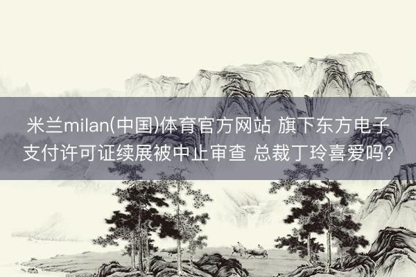 米兰milan(中国)体育官方网站 旗下东方电子支付许可证续展被中止审查 总裁丁玲喜爱吗?
