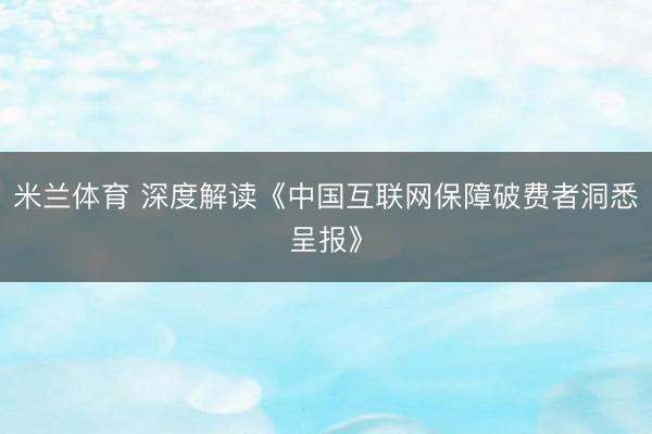 米兰体育 深度解读《中国互联网保障破费者洞悉呈报》
