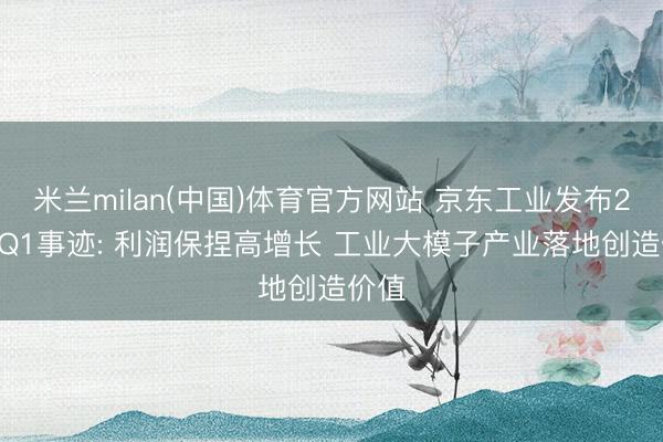 米兰milan(中国)体育官方网站 京东工业发布2026Q1事迹: 利润保捏高增长 工业大模子产业落地创造价值