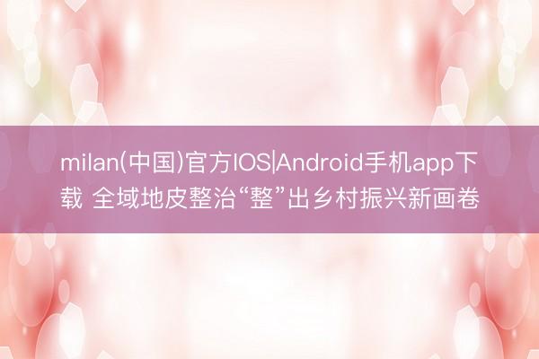 milan(中国)官方IOS|Android手机app下载 全域地皮整治“整”出乡村振兴新画卷