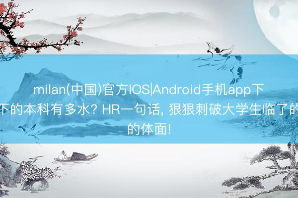 milan(中国)官方IOS|Android手机app下载 刻下的本科有多水? HR一句话， 狠狠刺破大学生临了的体面!