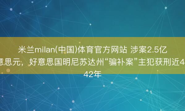 米兰milan(中国)体育官方网站 涉案2.5亿好意思元，好意思国明尼苏达州“骗补案”主犯获刑近42年