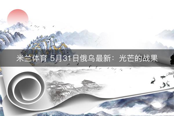 米兰体育 5月31日俄乌最新：光芒的战果