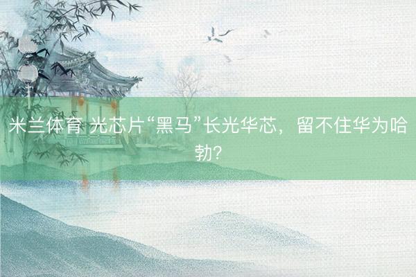 米兰体育 光芯片“黑马”长光华芯，留不住华为哈勃？