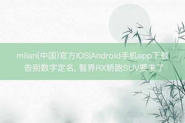 milan(中国)官方IOS|Android手机app下载 告别数字定名， 智界RX轿跑SUV要来了