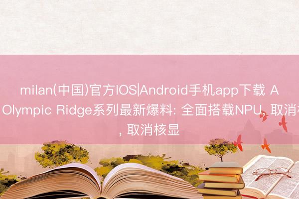 milan(中国)官方IOS|Android手机app下载 AMD Olympic Ridge系列最新爆料: 全面搭载NPU， 取消核显